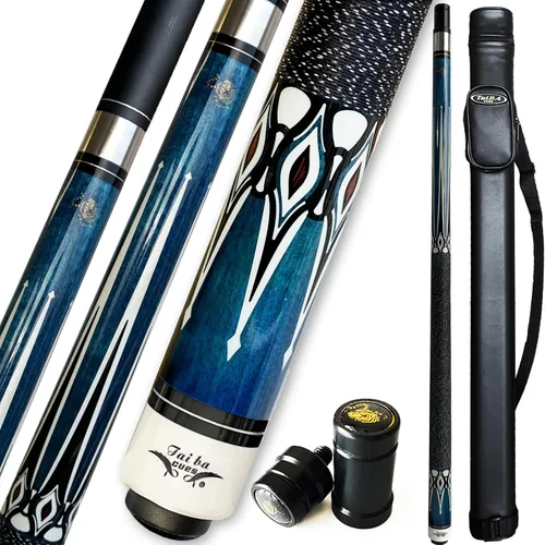 Miniatura 8 de Tai ba cues Palo de billar, punta de cuero multicapa de 13 mm, 58 pulgadas, envoltura de lino, palo de billar profesional de madera dura de arce B1