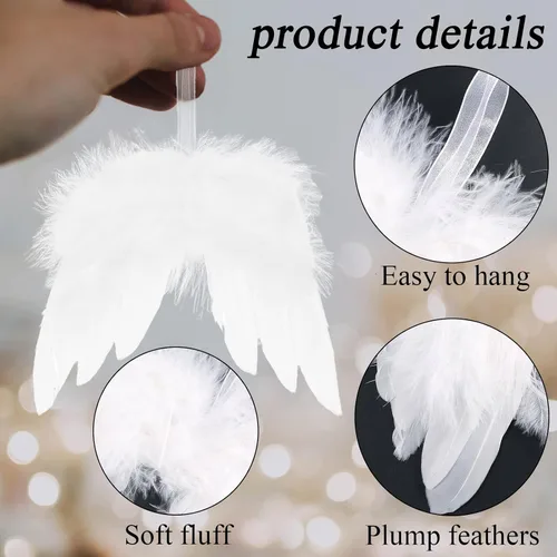 Miniatura 4 de 12 piezas de alas de ángel para adornos de Navidad, mini alas de plumas de ángel, decoración colgante para manualidades, árbol de Navidad, fiesta