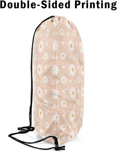 Miniatura 4 de Castle Fairy 70s Groovy Daisy Bolsa con cordón de 13"x16", naranja blanco