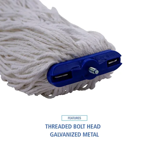 Miniatura 6 de Boardwalk BWK824R Cabeza de fregona de fibra de rayón plana de 24 oz. - Blanco (12/caja)