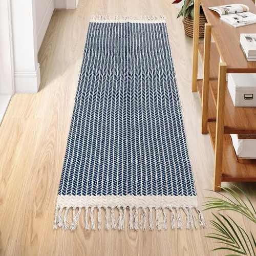 Miniatura 37 de Lahome Alfombras de baño bohemias, alfombra pequeña de 2 x 3 pies, alfombra ligera para entrada, alfombra de algodón tejida con borlas, alfombra