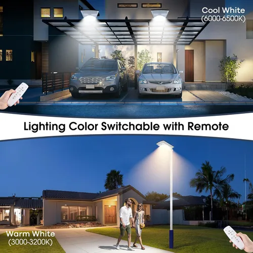 Miniatura 5 de Sensor de movimiento solar de luz de calle SunBonar, impermeable IP65 para entrada 3000K/6000K,3 Work Modes,Dimmable,Time Setting, Solar Flood