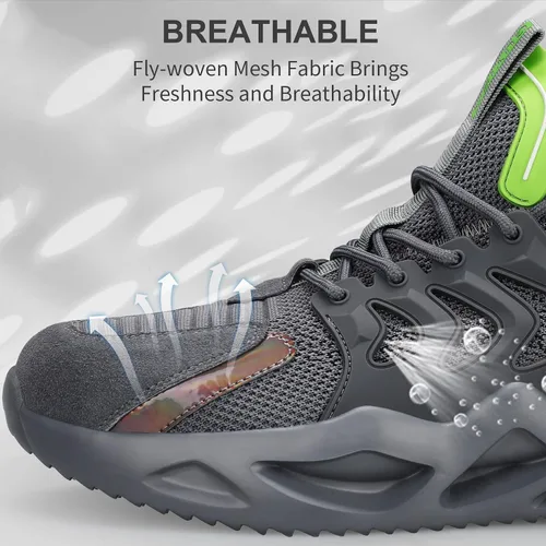 Miniatura 5 de KGJIANDA Steel Toe Shoes for Men Safety Industrial Boots Shoes Lightweight and Durable High Top Sneakers Breathable Construction Socks Shoes for