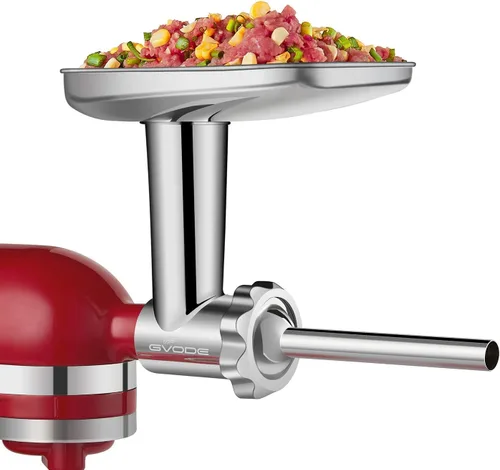 Miniatura 6 de Accesorios de acero inoxidable para molinillo de alimentos para batidoras de pie KitchenAid, incluyendo relleno de salchichas, acero inoxidable