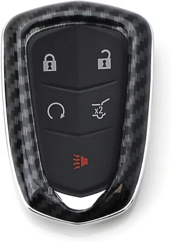 Miniatura 5 de iJDMTOY Carcasa para llavero con acabado de fibra de carbono negro brillante compatible con llave inteligente Cadillac ATS CTS CT6 ELR XTS XT5 SRX