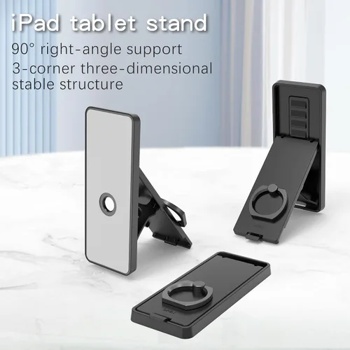 Miniatura 7 de Soporte ligero para anillo de tableta con agarre giratorio de 360°, soporte plegable delgado para tableta, soporte de un solo dedo anticaída