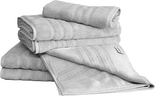 Miniatura 52 de Mosobam Juego de 4 toallas turcas de lujo de 35 x 70 pulgadas, color gris claro (gris), viscosa de bambú de 24.69 oz/m² y algodón peinado turco
