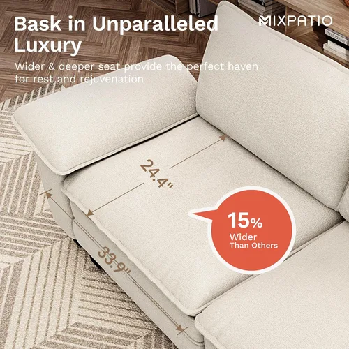 Miniatura 9 de MIXPATIO Juego de sofá modular Cloud en forma de U, asiento profundo de 3 piezas, sofá modular de 6 plazas y brazos extraíbles, felpilla de felpa