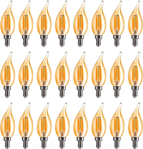 Miniatura 19 de FLSNT Bombillas LED para candelabro CA11 E12, bombillas LED regulables, equivalente a 40 W, luz blanca cálida de 2200 K, 330 lm, acabado de vidrio