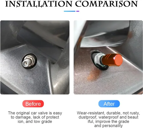 Miniatura 4 de Fekey&JF 16 tapas de vástago de válvula de neumático para auto, cubiertas universales para válvula de neumático de rueda de auto impermeables