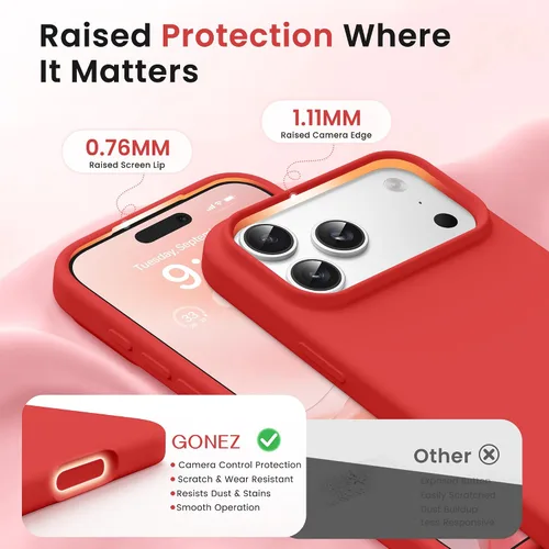 Miniatura 22 de GONEZ Funda de silicona para iPhone 15 Pro Max, compatible con Magsafe, protector de cámara + protector de pantalla, forro de microfibra suave
