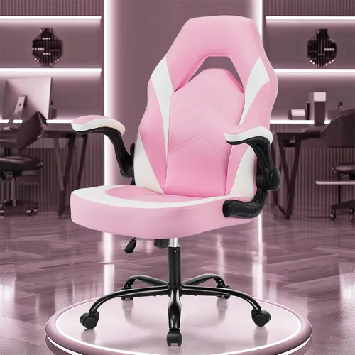 Miniatura 36 de NEWBULIG Silla de escritorio para juegos de computadora, soporte lumbar ergonómico grande con reposabrazos abatibles y ruedas giratorias de 360°