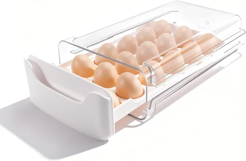 Miniatura 9 de Soporte para huevos para nevera, se adapta a huevos grandes, almacenamiento de 18 huevos para encimera de refrigerador, dispensador de 1 nivel