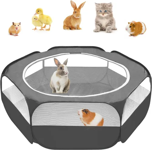 Miniatura 8 de Amakunft Caja de Cría 5 en 1 para Pollitos Pequeños Animales con Estera, Bebedero y Comedero Plegable Tienda de Juego para Pollos y Patos