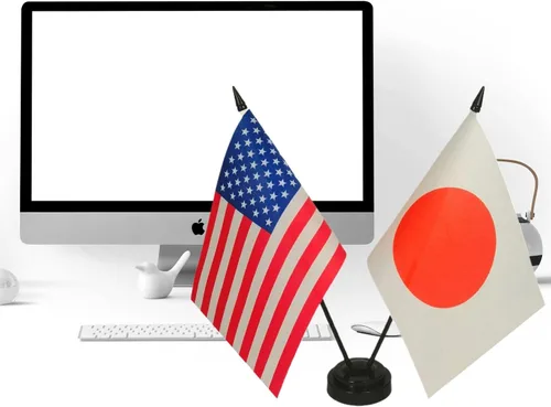Miniatura 2 de Bandera de escritorio de la amistad de Estados Unidos y Japón, banderas japonesas para exhibición de habitación, juego de banderas de escritorio