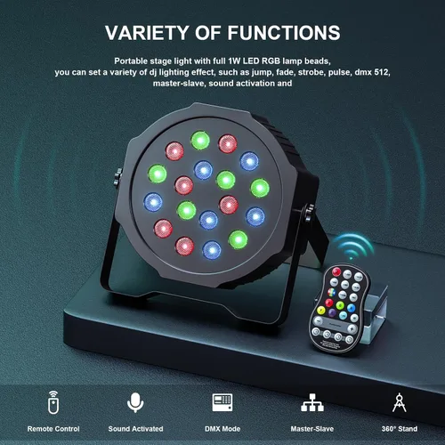 Miniatura 5 de U`King Luces LED Par de luces inalámbricas alimentadas por batería para eventos 18W RGB luz de iluminación de escenario recargable 20 horas por