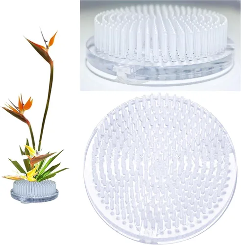 2 ranas florales japonesas transparentes de 2.756 in/2.76 pulgadas de plástico cortado Ikebana flor Kenzan arreglo floral soporte con 3 ventosas en