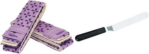 Wilton Bake-Even - Tiras para pasteles horneados uniformemente, juego de 2 piezas, espátula de tela y glaseado, 13 pulgadas, espátula para pastel en