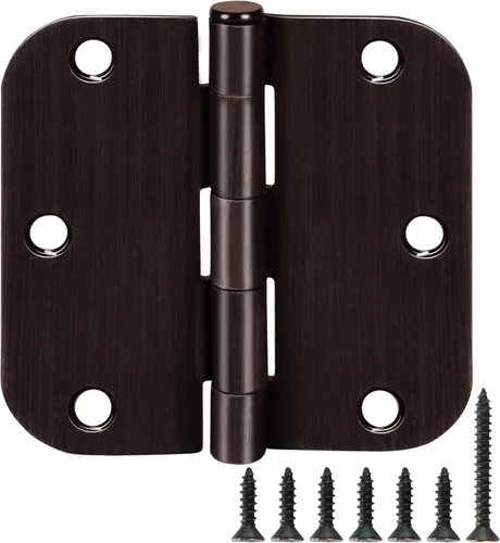 Miniatura 19 de Paquete de 12 bisagras redondeadas para puerta, con radio de 5/8 de pulgada, negro mate, 3.5 x 3.5 pulgadas Negro mate redondeado