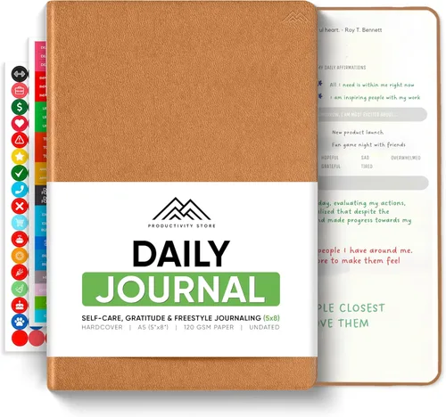 Miniatura 8 de El mejor diario diario para hombres y mujeres, gratitud, manifestación y diario guiado con indicaciones para el crecimiento personal (A5, azul)