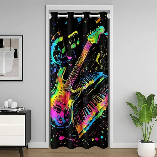 Miniatura 16 de Castle Fairy Cowboy Boots Door Curtain for Doorways Privacy Bohemia Musical Guitar Doorway Curtain Western Rustic Cowgirl All Season Blackout