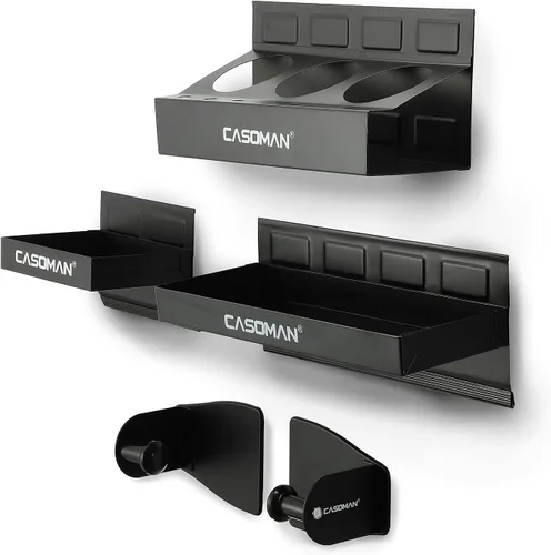 CASOMAN Caja de herramientas magnética, bandeja, soporte para toallas de papel, juego de 4 piezas, negro, variedad de uso, duradero, imanes para