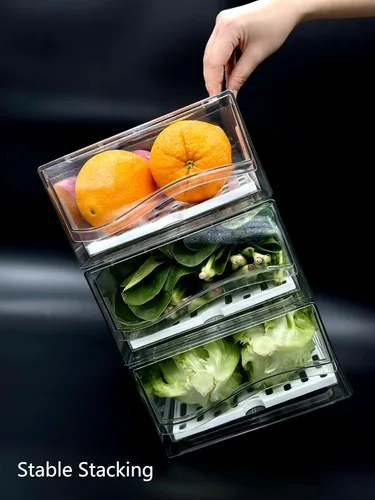 Miniatura 8 de Organizadores de refrigerador y cajón de almacenamiento, contenedores apilables de almacenamiento de frutas para refrigerador, organizador
