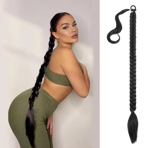Miniatura 25 de Mebeli Extensiones de cola de caballo trenzadas, extensiones trenzadas, extensiones de cola de caballo largas trenzadas, extensiones de cola de #2