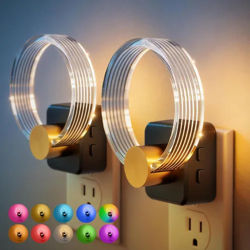 Miniatura 18 de JandCase Luz Nocturna, Luces Nocturnas Cambiantes de Color Enchufables en la Pared, Luz Nocturna RGB con Sensor de Luz, Luz Nocturna Enchufable