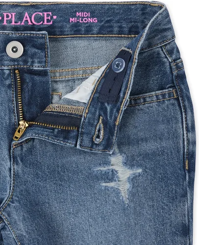 Miniatura 2 de The Children's Place Single Girls Distressed Denim Midi Shorts