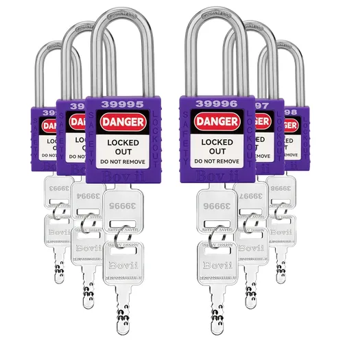 Miniatura 18 de Lockout Tagout Cerraduras conjuntos, 6 candado de seguridad rojo con llave diferente, 2 llaves por cerradura