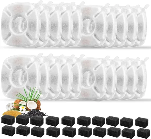 Miniatura 11 de 8 piezas de filtros de repuesto para fuente de gato, 4 paquetes de filtros de repuesto para fuente de agua para gatos con 4 paquetes de esponjas