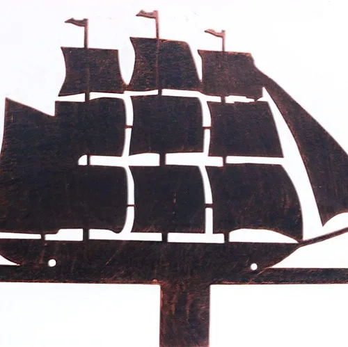 Miniatura 2 de Alnicov Veleta de viento de metal, velero de acero inoxidable para decoración de patio al aire libre, techo de hierro, jardín, exterior