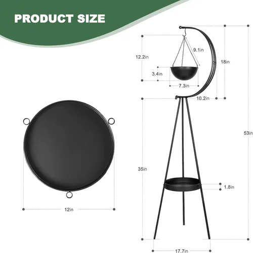 Miniatura 2 de airogym Soporte para Plantas, Soporte de Metal para Plantas de Interior y Exterior, Estante Moderno de Hierro para Macetas de Flores, Estante
