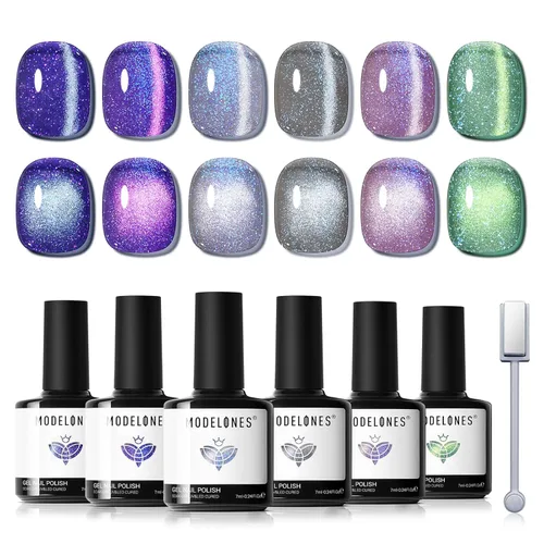 Miniatura 18 de Modelones Imán de uñas de gel de ojo de gato, herramienta magnética 8 en 1 para uñas de gel, varita magnética fuerte para arte de uñas con bola
