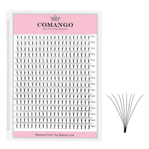 Miniatura 76 de CoMango Extensiones de pestañas de volumen 3D/4D/5D/6D/10D, grosor de 0.003 in, rizo C/D, tallo corto de 0.315-0.591 in, extensiones de pestañas