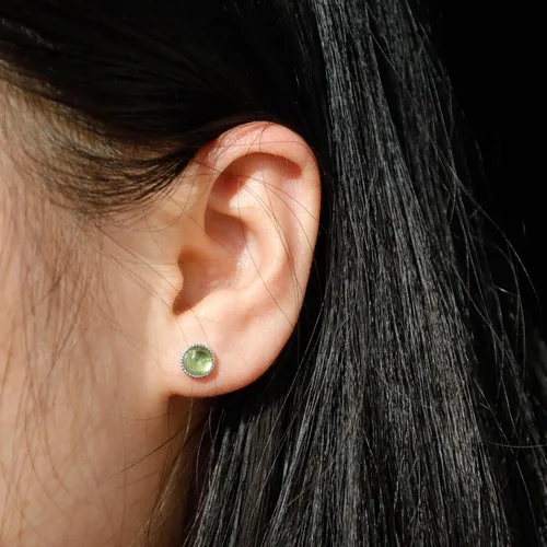 Miniatura 3 de Green Peridot Sterling Silver Studs Earrings for Her