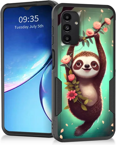 Miniatura 199 de Funda para Galaxy A14 5G, resistente de doble capa híbrida de policarbonato duro, goma suave, a prueba de golpes, funda protectora resistente