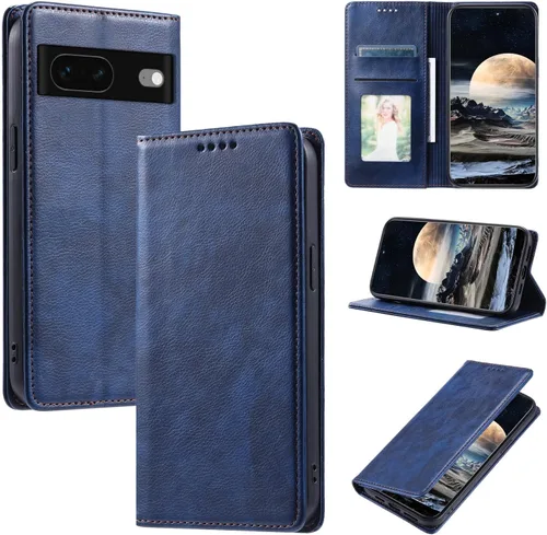 Miniatura 104 de Funda de cuero compatible con Google Pixel 7, compatible con Google Pixel 7 5G GVU6C GQML3 Flip Folio PU Funda de cuero negro