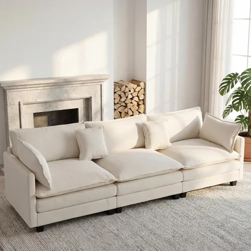 Miniatura 29 de Sofá seccional, cómodo sofá modular de nube, sofá modular de asiento profundo, sofá moderno en la nube, sofás modulares para sala de estar, Beige