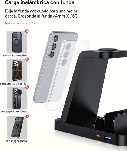 Miniatura 4 de Cargador inalámbrico para Samsung, estación de carga rápida 5 en 1 para Samsung Galaxy Watch 8 7 6 5 4 Galaxy Buds, soporte de carga para S26 Ultra