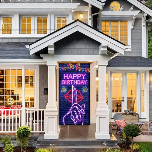 Miniatura 4 de Cartel de feliz cumpleaños con labios sensuales de neón, decoración temática para despedida de soltera, boda, noche, despedida de soltera, despedida