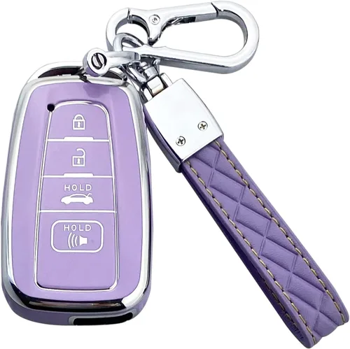 Funda para Llavero Compatible con Toyota 2019-2023 Camry RAV4 Highlander Corolla 4Runner Avalon C-HR Prius (Morado)