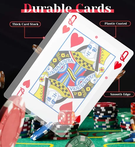 Miniatura 6 de BIERDORF Cartas de Juego Jumbo de 5 x 7 Pulgadas Baraja de Cartas Juegos de Cartas Grandes para Familias Decoraciones de Fiesta Temática de Casino