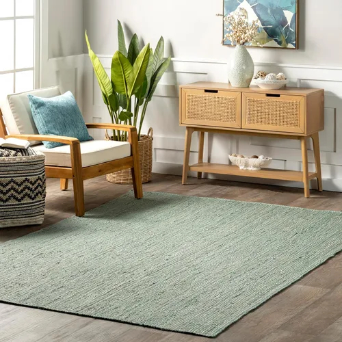 Miniatura 16 de nuLOOM 8x10 Rigo Alfombra de yute tejida a mano, color blanco hueso, diseño rústico de granja, fibra natural, para dormitorio, sala de estar