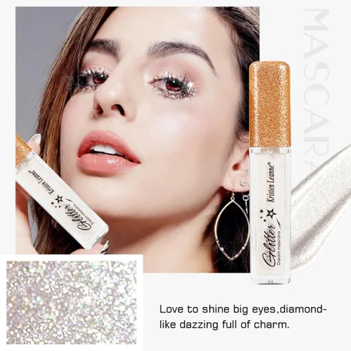Miniatura 5 de Máscara de pestañas con purpurina, Corleone Máscara brillante y con destellos para pestañas, encantadora y duradera para maquillaje de ojos (Negro)