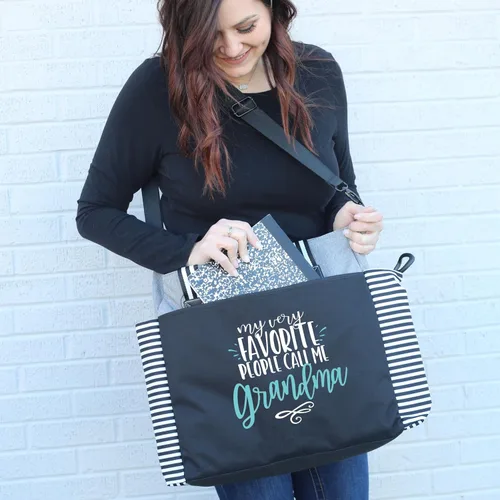 Miniatura 18 de Brooke & Jess Designs Bolso de mano para la abuela – Bolso de lona resistente con cremallera y bolsillo interior para la abuela para uso diario