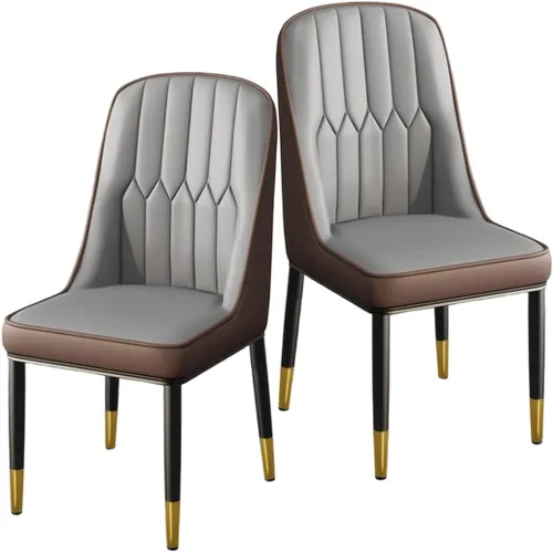 Miniatura 41 de YVYKFZD Juego de 2/4 sillas de comedor, sillas de cocina con respaldo y patas de metal, silla de comedor de piel sintética, silla auxiliar cómoda