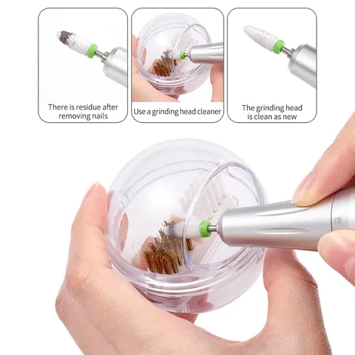 Miniatura 5 de LXIANGN Brocas de uñas con cubierta transparente, alambre de nailon y alambre de acero para limpiar brocas de carburo/cerámica, diseño