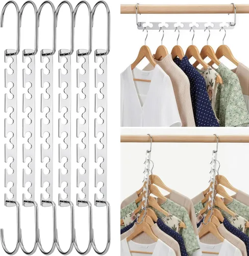 HOUSE DAY Perchas Ahorradoras de Espacio para Ropa Paquete de 6, Organizador de Perchas de Servicio Pesado | Capacidad de 30 Libras |, Percha Mágica